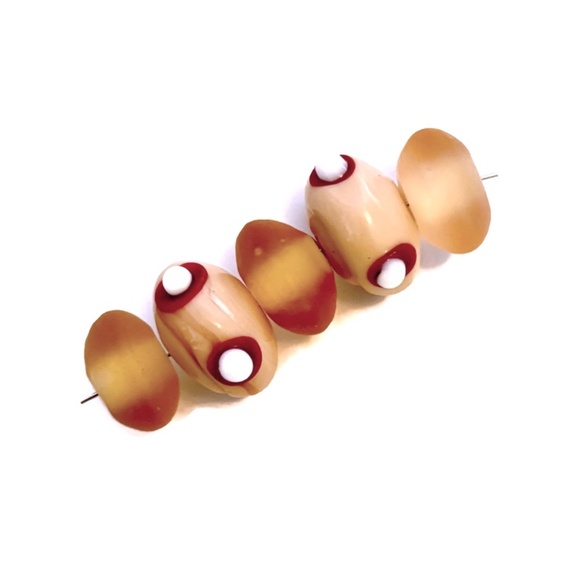 As Low As $2 Peach and Pale honey Handmade Lampwork Artisan Rondelle Beads (5) - Picture 1 of 2